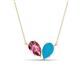 1 - Zemi 1.05 ctw Pear Shape Pink Tourmaline and Turquoise (7x5 mm) Toi Et Moi Pendant Necklace 