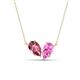1 - Zemi 1.60 ctw Pear Shape Pink Tourmaline and Lab Grown Pink Sapphire (7x5 mm) Toi Et Moi Pendant Necklace 