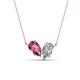 1 - Zemi 2.00 ctw Pear Shape Pink Tourmaline and Lab Grown Diamond (7x5 mm) Toi Et Moi Pendant Necklace 