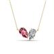 1 - Zemi 1.50 ctw Pear Shape Pink Tourmaline and Natural Diamond (7x5 mm) Toi Et Moi Pendant Necklace 