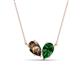 1 - Zemi 1.45 ctw Pear Shape Smoky Quartz and Lab Grown Emerald (7x5 mm) Toi Et Moi Pendant Necklace 