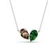 1 - Zemi 1.45 ctw Pear Shape Smoky Quartz and Lab Grown Emerald (7x5 mm) Toi Et Moi Pendant Necklace 