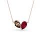 1 - Zemi 1.60 ctw Pear Shape Smoky Quartz and Lab Grown Ruby (7x5 mm) Toi Et Moi Pendant Necklace 