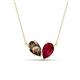 1 - Zemi 1.60 ctw Pear Shape Smoky Quartz and Lab Grown Ruby (7x5 mm) Toi Et Moi Pendant Necklace 