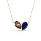 1 - Zemi 1.55 ctw Pear Shape Smoky Quartz and Lab Grown Blue Sapphire (7x5 mm) Toi Et Moi Pendant Necklace 
