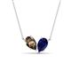 1 - Zemi 1.55 ctw Pear Shape Smoky Quartz and Lab Grown Blue Sapphire (7x5 mm) Toi Et Moi Pendant Necklace 