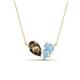 1 - Zemi 1.25 ctw Pear Shape Smoky Quartz and Aquamarine (7x5 mm) Toi Et Moi Pendant Necklace 