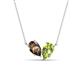 1 - Zemi 1.45 ctw Pear Shape Smoky Quartz and Peridot (7x5 mm) Toi Et Moi Pendant Necklace 
