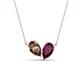 1 - Zemi 1.55 ctw Pear Shape Smoky Quartz and Rhodolite Garnet (7x5 mm) Toi Et Moi Pendant Necklace 