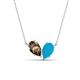 1 - Zemi 1.00 ctw Pear Shape Smoky Quartz and Turquoise (7x5 mm) Toi Et Moi Pendant Necklace 