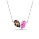 1 - Zemi 1.55 ctw Pear Shape Smoky Quartz and Lab Grown Pink Sapphire (7x5 mm) Toi Et Moi Pendant Necklace 