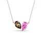 1 - Zemi 1.55 ctw Pear Shape Smoky Quartz and Lab Grown Pink Sapphire (7x5 mm) Toi Et Moi Pendant Necklace 