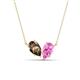 1 - Zemi 1.55 ctw Pear Shape Smoky Quartz and Lab Grown Pink Sapphire (7x5 mm) Toi Et Moi Pendant Necklace 