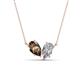 1 - Zemi 1.95 ctw Pear Shape Smoky Quartz and Lab Grown Diamond (7x5 mm) Toi Et Moi Pendant Necklace 