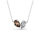 1 - Zemi 1.45 ctw Pear Shape Smoky Quartz and Natural Diamond (7x5 mm) Toi Et Moi Pendant Necklace 