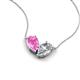 5 - Zemi 1.75 ctw Pear Shape Created Pink Sapphire and Moissanite (7x5 mm) Toi Et Moi Pendant Necklace 