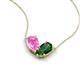 5 - Zemi 1.70 ctw Pear Shape Created Pink Sapphire and Lab Grown Emerald (7x5 mm) Toi Et Moi Pendant Necklace 