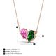 4 - Zemi 1.70 ctw Pear Shape Created Pink Sapphire and Lab Grown Emerald (7x5 mm) Toi Et Moi Pendant Necklace 