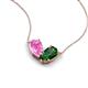 5 - Zemi 1.70 ctw Pear Shape Created Pink Sapphire and Lab Grown Emerald (7x5 mm) Toi Et Moi Pendant Necklace 