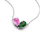 5 - Zemi 1.70 ctw Pear Shape Created Pink Sapphire and Lab Grown Emerald (7x5 mm) Toi Et Moi Pendant Necklace 