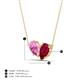 4 - Zemi 1.85 ctw Pear Shape Created Pink Sapphire and Lab Grown Ruby (7x5 mm) Toi Et Moi Pendant Necklace 