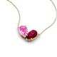 5 - Zemi 1.85 ctw Pear Shape Created Pink Sapphire and Lab Grown Ruby (7x5 mm) Toi Et Moi Pendant Necklace 