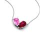 5 - Zemi 1.85 ctw Pear Shape Created Pink Sapphire and Lab Grown Ruby (7x5 mm) Toi Et Moi Pendant Necklace 
