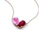 5 - Zemi 1.85 ctw Pear Shape Created Pink Sapphire and Lab Grown Ruby (7x5 mm) Toi Et Moi Pendant Necklace 