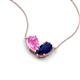 5 - Zemi 1.80 ctw Pear Shape Created Pink Sapphire and Lab Grown Blue Sapphire (7x5 mm) Toi Et Moi Pendant Necklace 