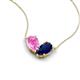 5 - Zemi 1.80 ctw Pear Shape Created Pink Sapphire and Lab Grown Blue Sapphire (7x5 mm) Toi Et Moi Pendant Necklace 