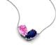 5 - Zemi 1.80 ctw Pear Shape Created Pink Sapphire and Lab Grown Blue Sapphire (7x5 mm) Toi Et Moi Pendant Necklace 