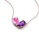 5 - Zemi 1.55 ctw Pear Shape Created Pink Sapphire and Amethyst (7x5 mm) Toi Et Moi Pendant Necklace 
