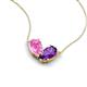 5 - Zemi 1.55 ctw Pear Shape Created Pink Sapphire and Amethyst (7x5 mm) Toi Et Moi Pendant Necklace 