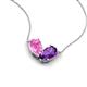 5 - Zemi 1.55 ctw Pear Shape Created Pink Sapphire and Amethyst (7x5 mm) Toi Et Moi Pendant Necklace 
