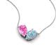 5 - Zemi 1.50 ctw Pear Shape Created Pink Sapphire and Aquamarine (7x5 mm) Toi Et Moi Pendant Necklace 
