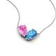 5 - Zemi 1.75 ctw Pear Shape Created Pink Sapphire and Blue Topaz (7x5 mm) Toi Et Moi Pendant Necklace 