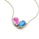 5 - Zemi 1.75 ctw Pear Shape Created Pink Sapphire and Blue Topaz (7x5 mm) Toi Et Moi Pendant Necklace 