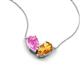 5 - Zemi 1.55 ctw Pear Shape Created Pink Sapphire and Citrine (7x5 mm) Toi Et Moi Pendant Necklace 