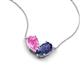 5 - Zemi 1.50 ctw Pear Shape Created Pink Sapphire and Iolite (7x5 mm) Toi Et Moi Pendant Necklace 