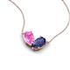5 - Zemi 1.50 ctw Pear Shape Created Pink Sapphire and Iolite (7x5 mm) Toi Et Moi Pendant Necklace 