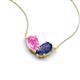 5 - Zemi 1.50 ctw Pear Shape Created Pink Sapphire and Iolite (7x5 mm) Toi Et Moi Pendant Necklace 