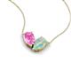 5 - Zemi 1.25 ctw Pear Shape Created Pink Sapphire and Opal (7x5 mm) Toi Et Moi Pendant Necklace 