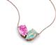 5 - Zemi 1.25 ctw Pear Shape Created Pink Sapphire and Opal (7x5 mm) Toi Et Moi Pendant Necklace 