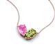 5 - Zemi 1.70 ctw Pear Shape Created Pink Sapphire and Peridot (7x5 mm) Toi Et Moi Pendant Necklace 