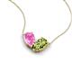 5 - Zemi 1.70 ctw Pear Shape Created Pink Sapphire and Peridot (7x5 mm) Toi Et Moi Pendant Necklace 