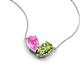 5 - Zemi 1.70 ctw Pear Shape Created Pink Sapphire and Peridot (7x5 mm) Toi Et Moi Pendant Necklace 