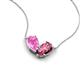 5 - Zemi 1.60 ctw Pear Shape Created Pink Sapphire and Pink Tourmaline (7x5 mm) Toi Et Moi Pendant Necklace 