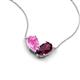 5 - Zemi 1.80 ctw Pear Shape Created Pink Sapphire and Rhodolite Garnet (7x5 mm) Toi Et Moi Pendant Necklace 