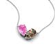 5 - Zemi 1.55 ctw Pear Shape Created Pink Sapphire and Smoky Quartz (7x5 mm) Toi Et Moi Pendant Necklace 