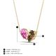 4 - Zemi 1.55 ctw Pear Shape Created Pink Sapphire and Smoky Quartz (7x5 mm) Toi Et Moi Pendant Necklace 